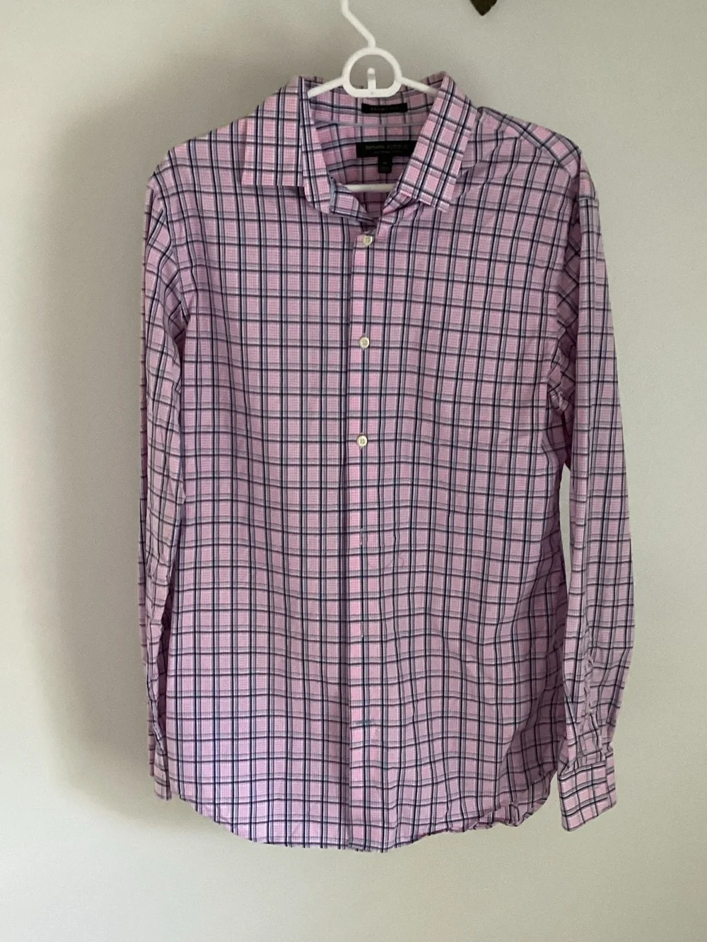 Banana Republic Pink Plaid Long-Sleeve Dress Shirt